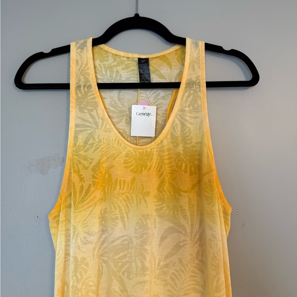 NWT George Yellow Tropical Leaf Print Sleeveless Maxi Dress - Picture 4 of 15
